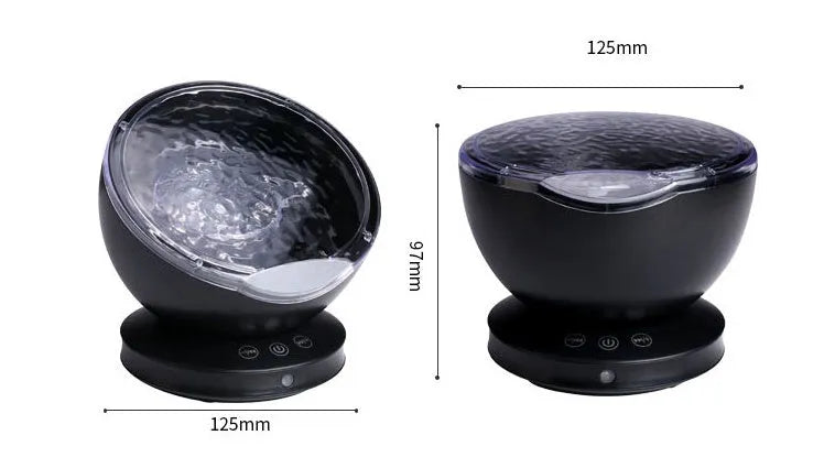 Ocean wave projector LED night light in white and blue with remote control