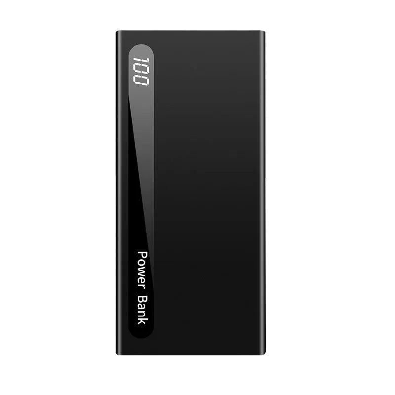 Ultra-thin 20000mAh power bank with digital display in black