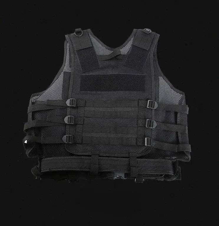 Men's nylon camouflage tactical vest with adjustable shoulder and waist buckles, one size 50x60cm