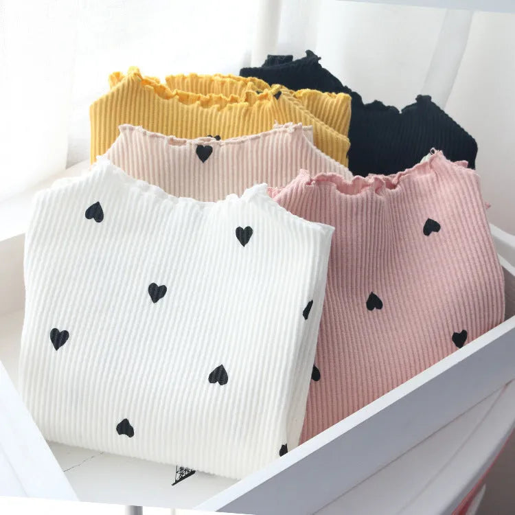 Children's long-sleeved cotton bottoming shirt in beige, available in sizes 90-130cm