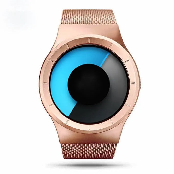 Unisex casual watch with stainless steel mesh band, 40mm case, aurora borealis dial, and anti-glare mineral glass