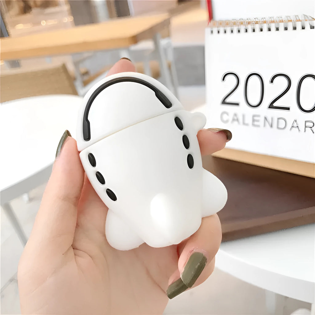 Cartoon aeroplane headset silicone protective case for AirPods 1 and 2 with hook attachment