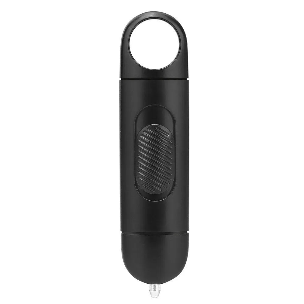 Contactless keypad tool with metal silver tip on pink body for pressing public buttons without touching