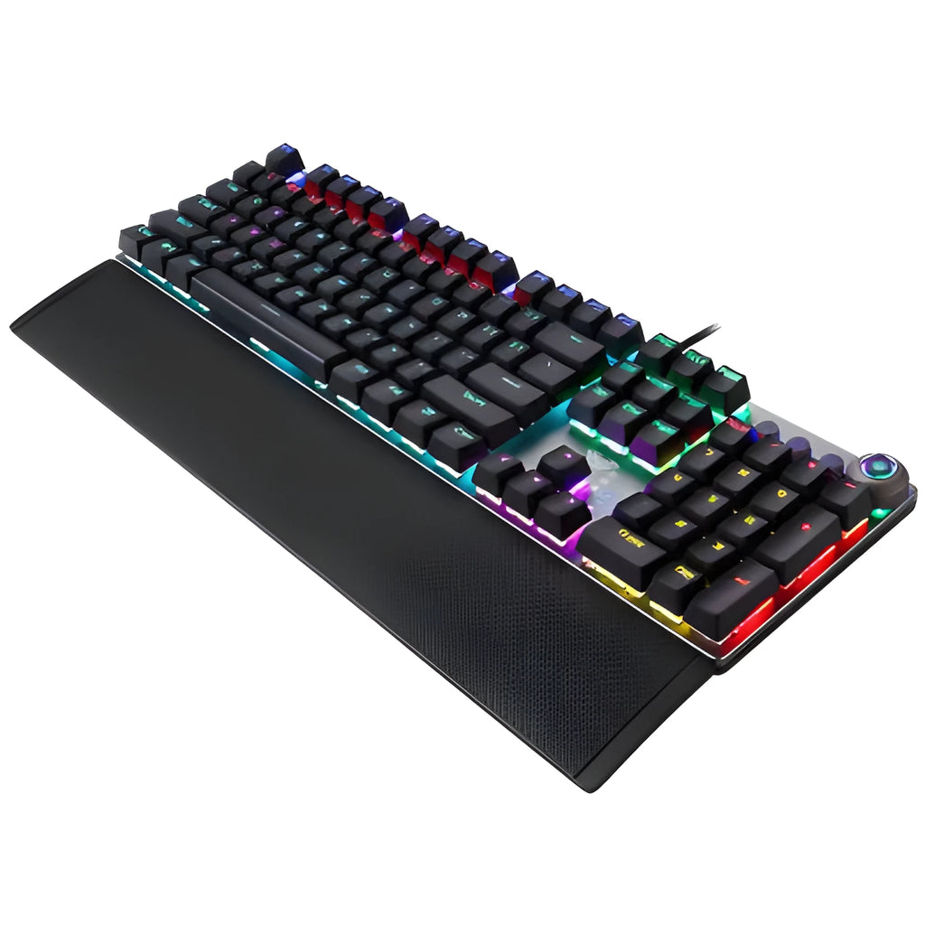 F2088 mechanical keyboard with 108 keys, wired USB, detachable hand rest, black colour