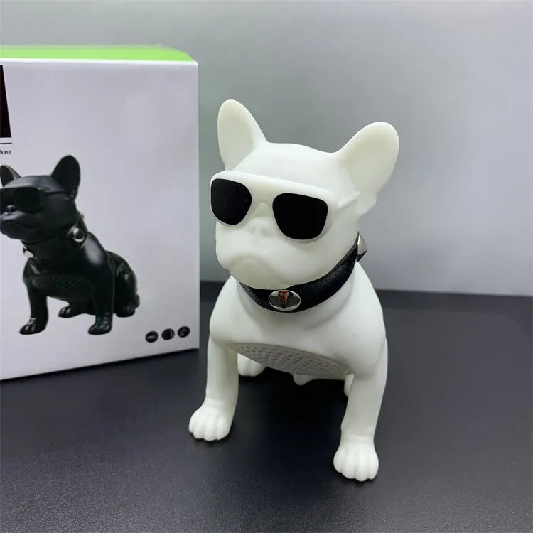 Mini full body bulldog Bluetooth speaker in black, red, or white colours with wireless audio streaming