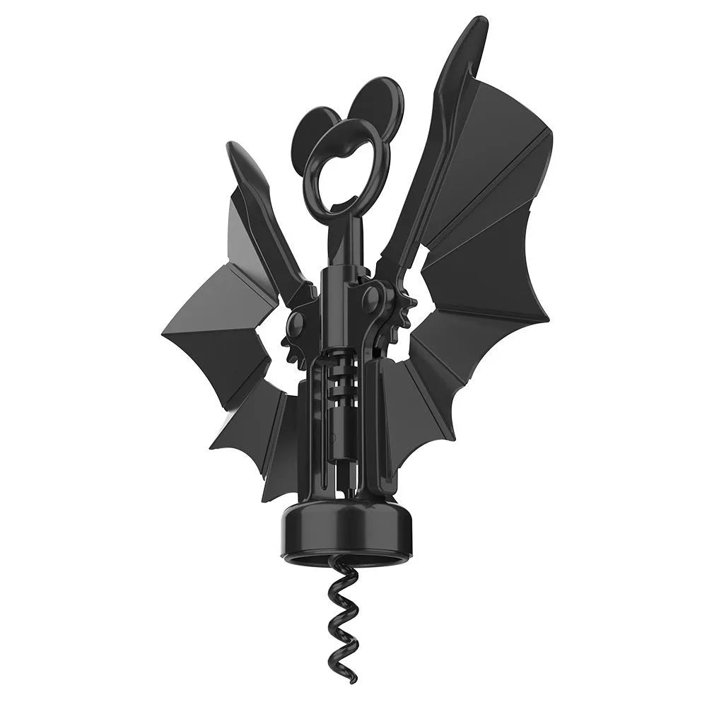 2-in-1 bat-shaped wine bottle opener in zinc alloy, 179 mm, on a flat surface
