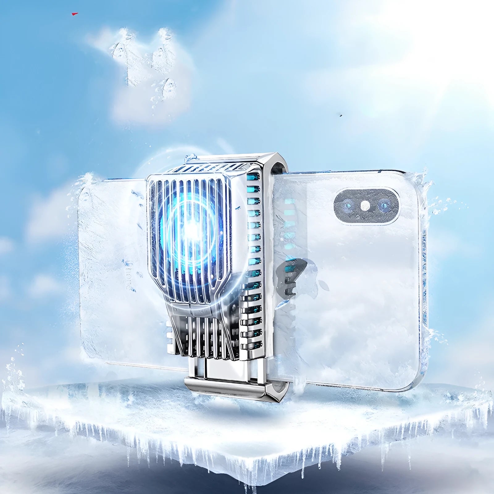 Black mobile phone radiator clip with aluminium alloy cooling elements for 4-7 inch phones