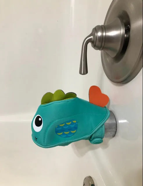 Blue whale-shaped anti-knock cloth faucet protection cover for baby bath safety