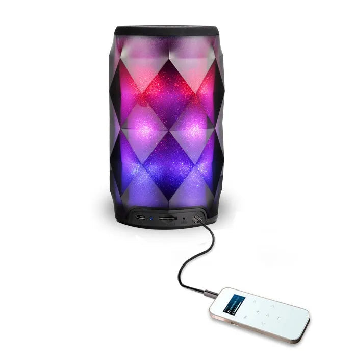 Black crystal diamond cut Coke can shaped Bluetooth speaker lantern with colourful LED lighting effects