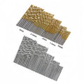 50 piece twist drill set with HSS titanium coated bits from 1mm to 3mm in storage case