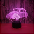 Modern LED table lamp with acrylic shade and touch controls showing colourful lighting effects