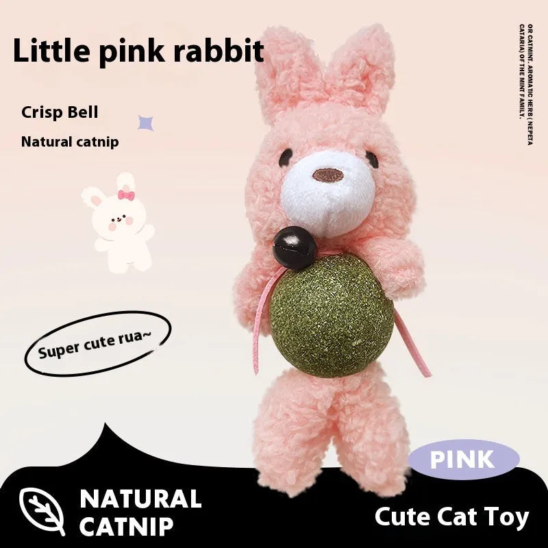 Plush catnip toy with bell showing Brown Bear design measuring 15cm height