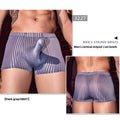 Men's striped boxer brief underwear in black, white and dark grey colour options
