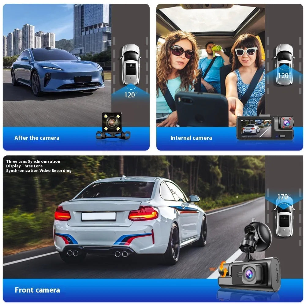 Car dash cam with 2-inch screen, WiFi connectivity, and reversing camera functionality
