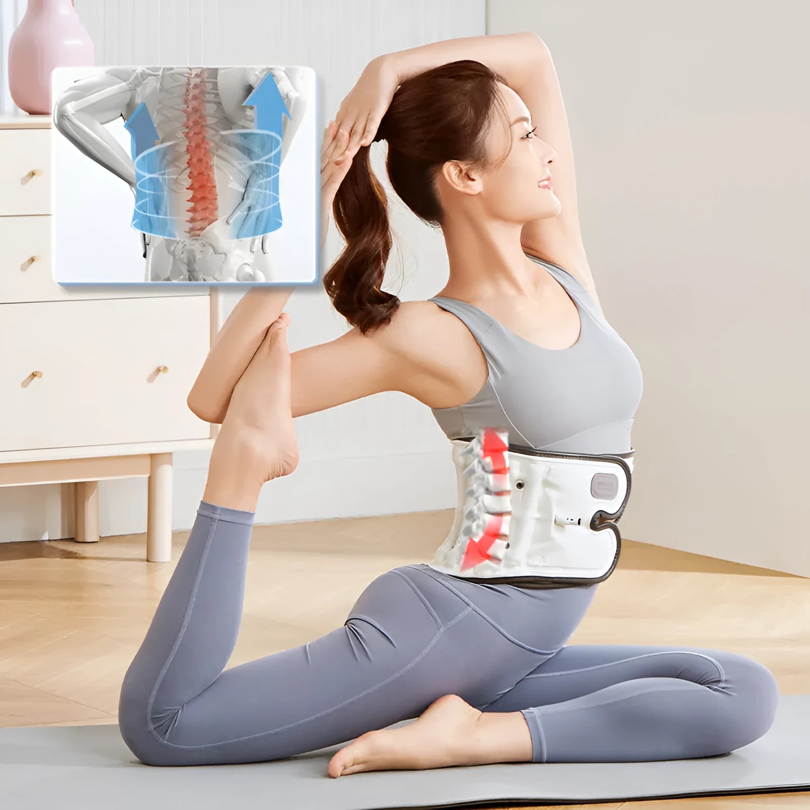 Automatic inflation lumbar support waist belt made from PU material in S and M sizes