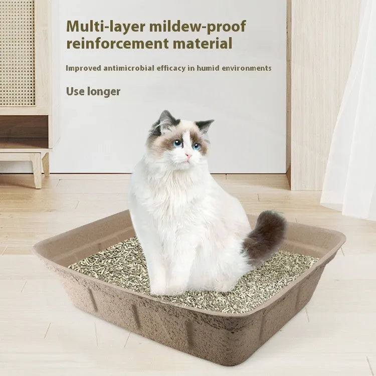 Brown disposable cat litter box with environmentally friendly degradable materials