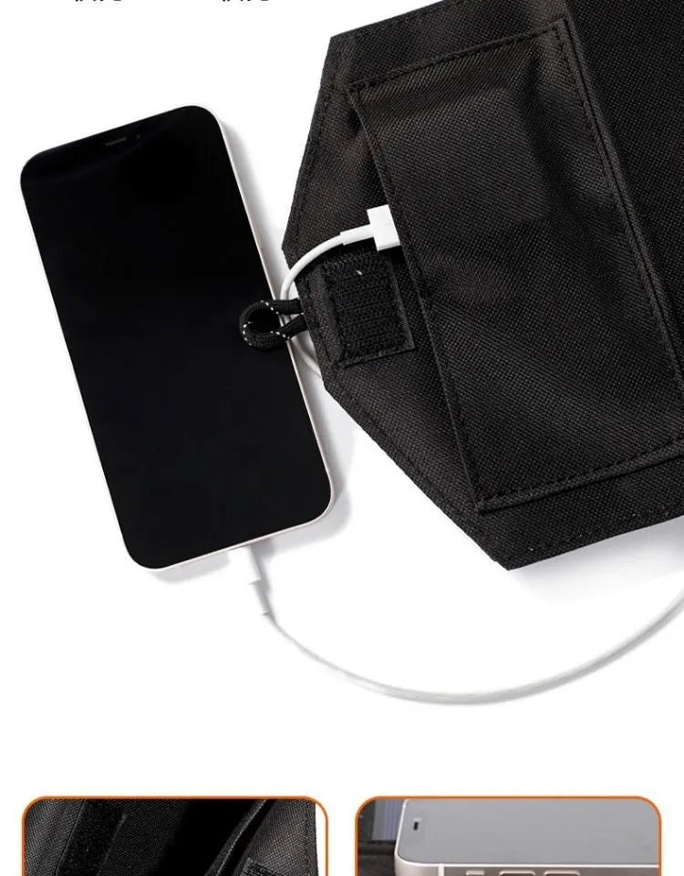 Solar charging board panel portable outdoor power bank single crystal plate black camouflage