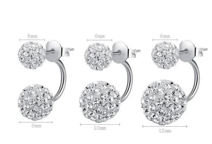 Rhodium plated 925 silver stud earrings with CZ diamond in silver colour 6mm