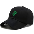 Embroidered cartoon pattern cotton baseball cap in black, white, and pink for men and women