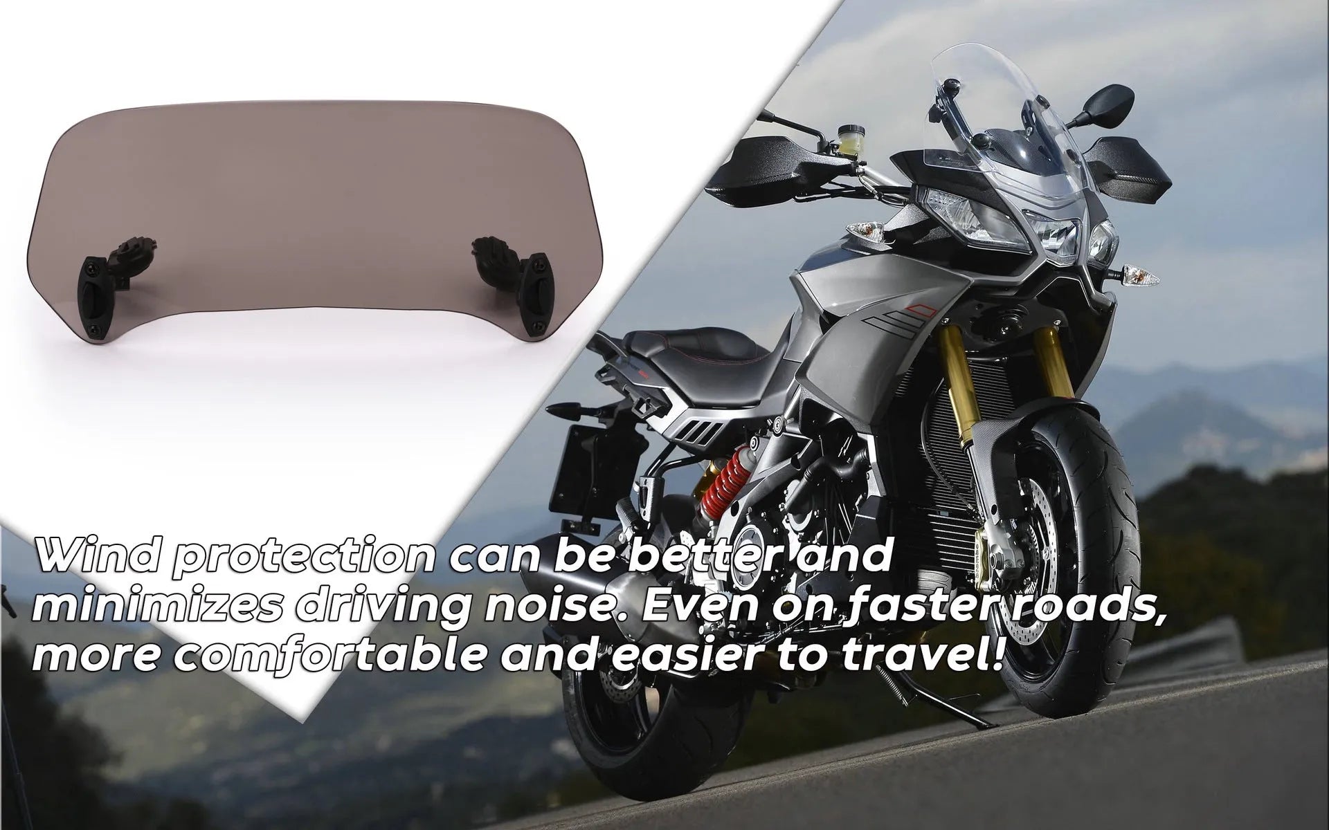 Motorcycle front heightening windshield clip 29cm organic glass adjustable with small big mounting plate