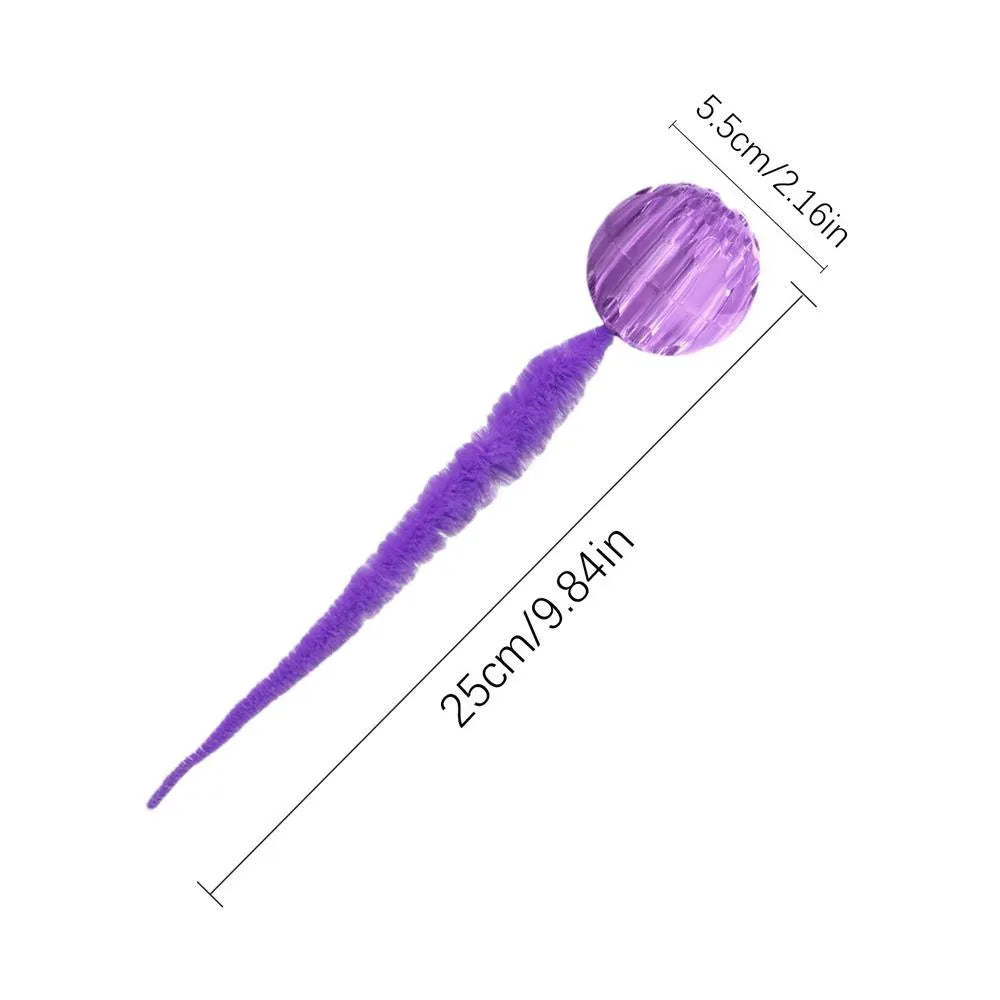 Interactive cat ball toy with bouncy ball and worm-like tail for indoor cats