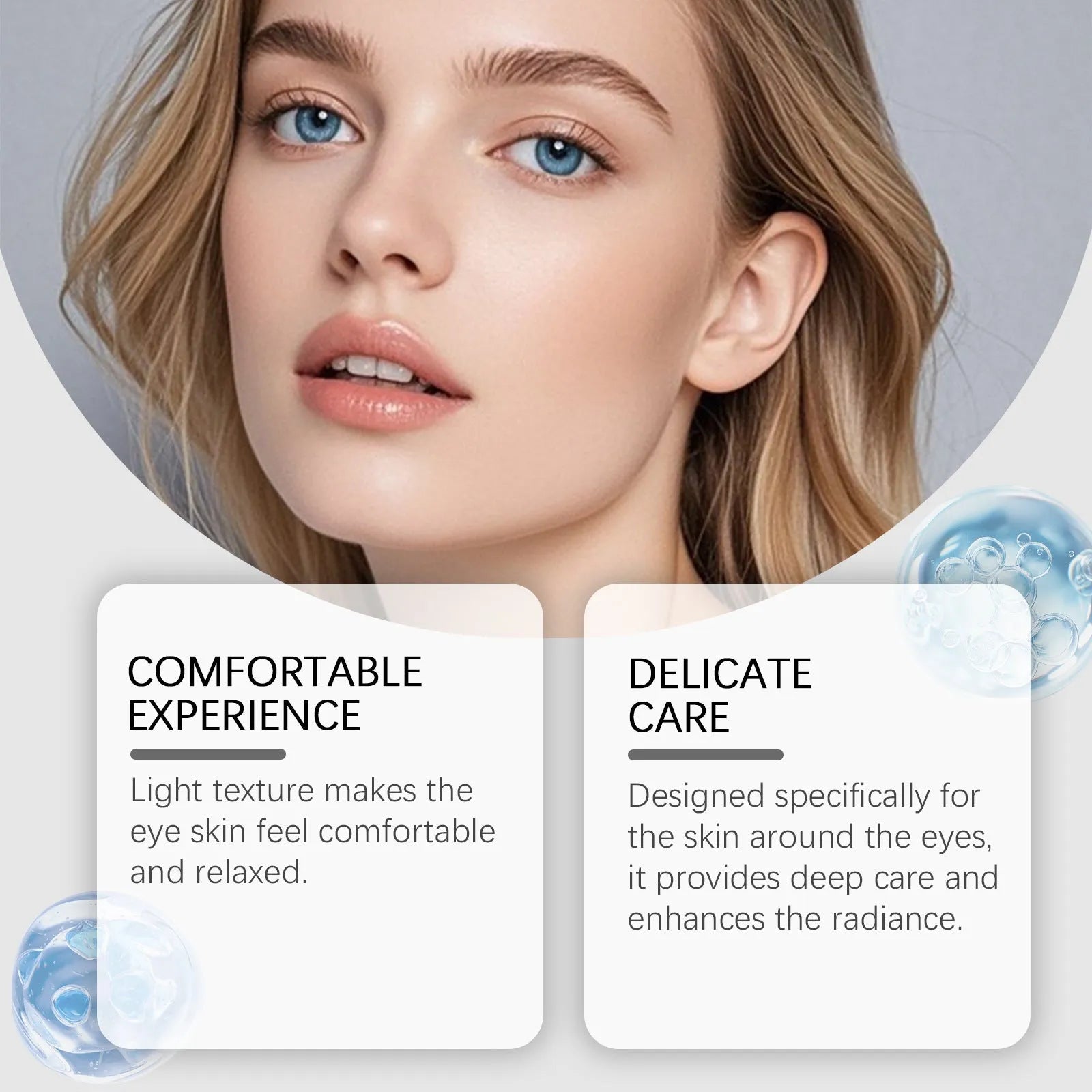 20g moisturising and nourishing eye cream tube measuring 3x13.3cm with ceramide and copper peptide formulation