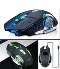 Wireless silent charging mouse in black and white colours showing standard size