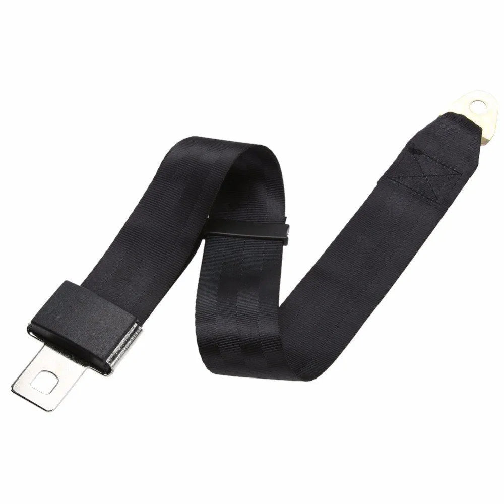 Black polyester seat belt extender 5cm x 120cm with iron buckle and adjustment buckle for car truck motorcycle