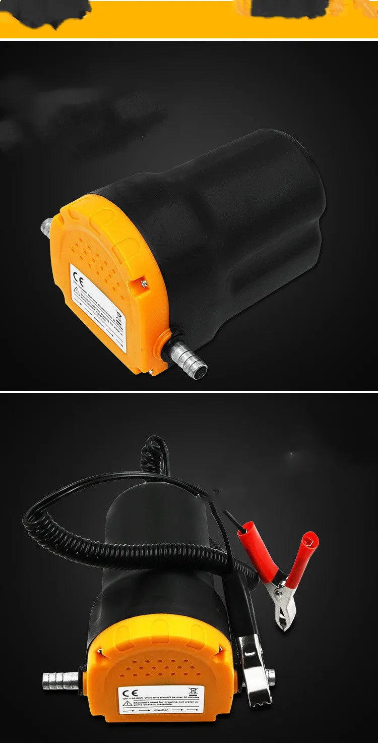 12V DC electric oil pump with aluminium alloy body and red and black wires for battery connection