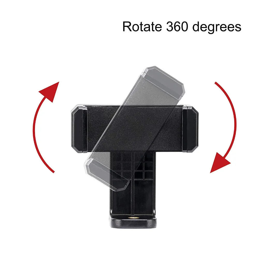 Black plastic rotating clamp phone holder showing adjustable mechanism and 10x4x3.5mm dimensions