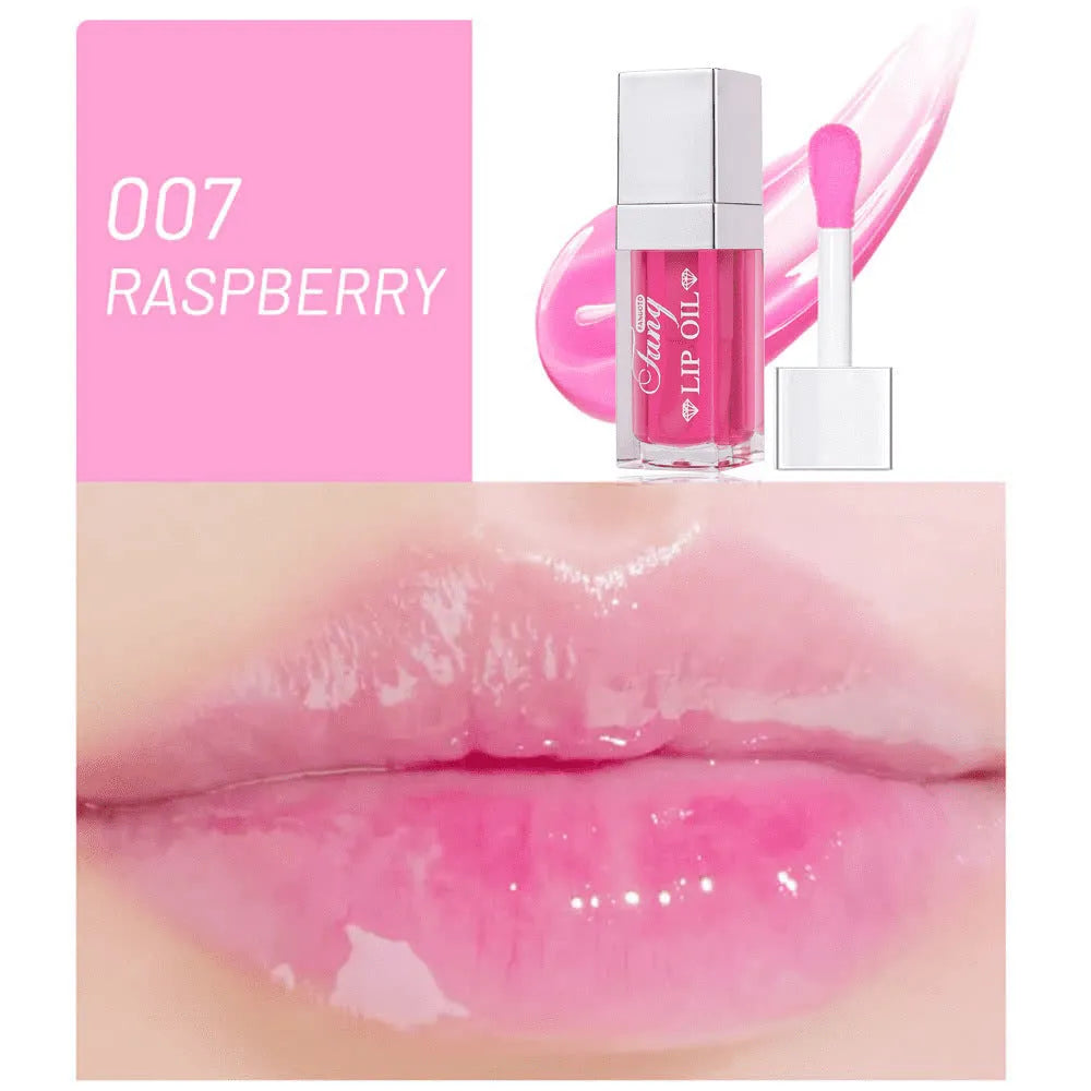 Set of five bright mint lip gloss tubes and one lip essence oil bottle for moisturising and repair.