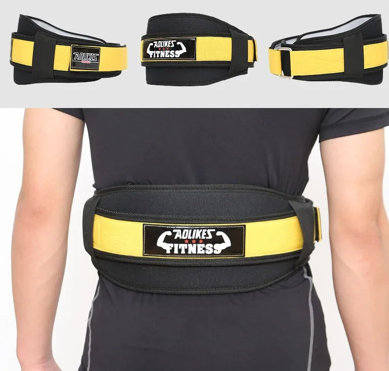 Nylon fitness weightlifting waistband in black, red or yellow colours