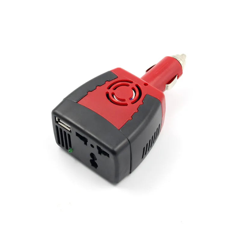 150W car power inverter 12V to 220V converter black and red plastic with USB output