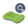 Travel portable inflatable pillow in bright orange with air mouth for camping outdoor sports