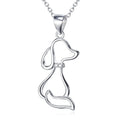 Ladies 925 sterling silver dog pendant necklace with adjustable round bead chain, unisex cartoon animal style