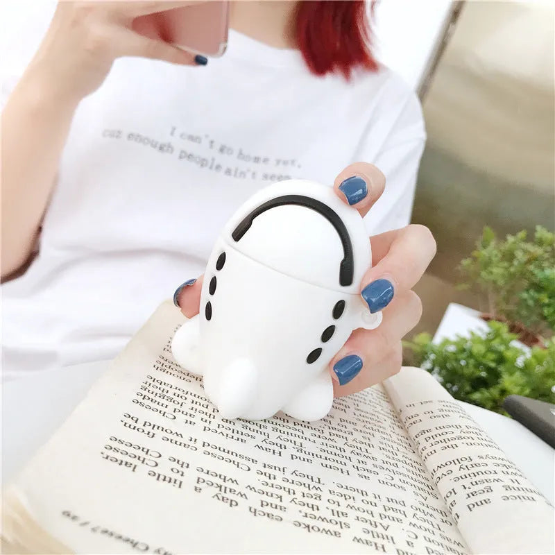 Cartoon aeroplane headset silicone protective case for AirPods 1 and 2 with hook attachment
