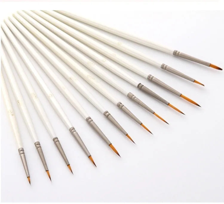 12 fluorescent marker pens with nylon wool brush tips and solid wood pen holders for watercolour and painting