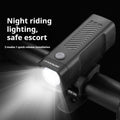 USB rechargeable bicycle headlight with quick release strap bracket mounted on handlebars