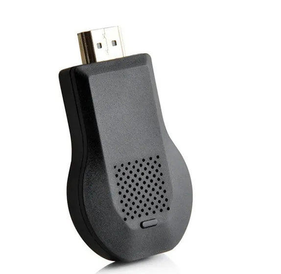 Wireless HDMI display dongle receiver in black for screen mirroring to TV monitor projector