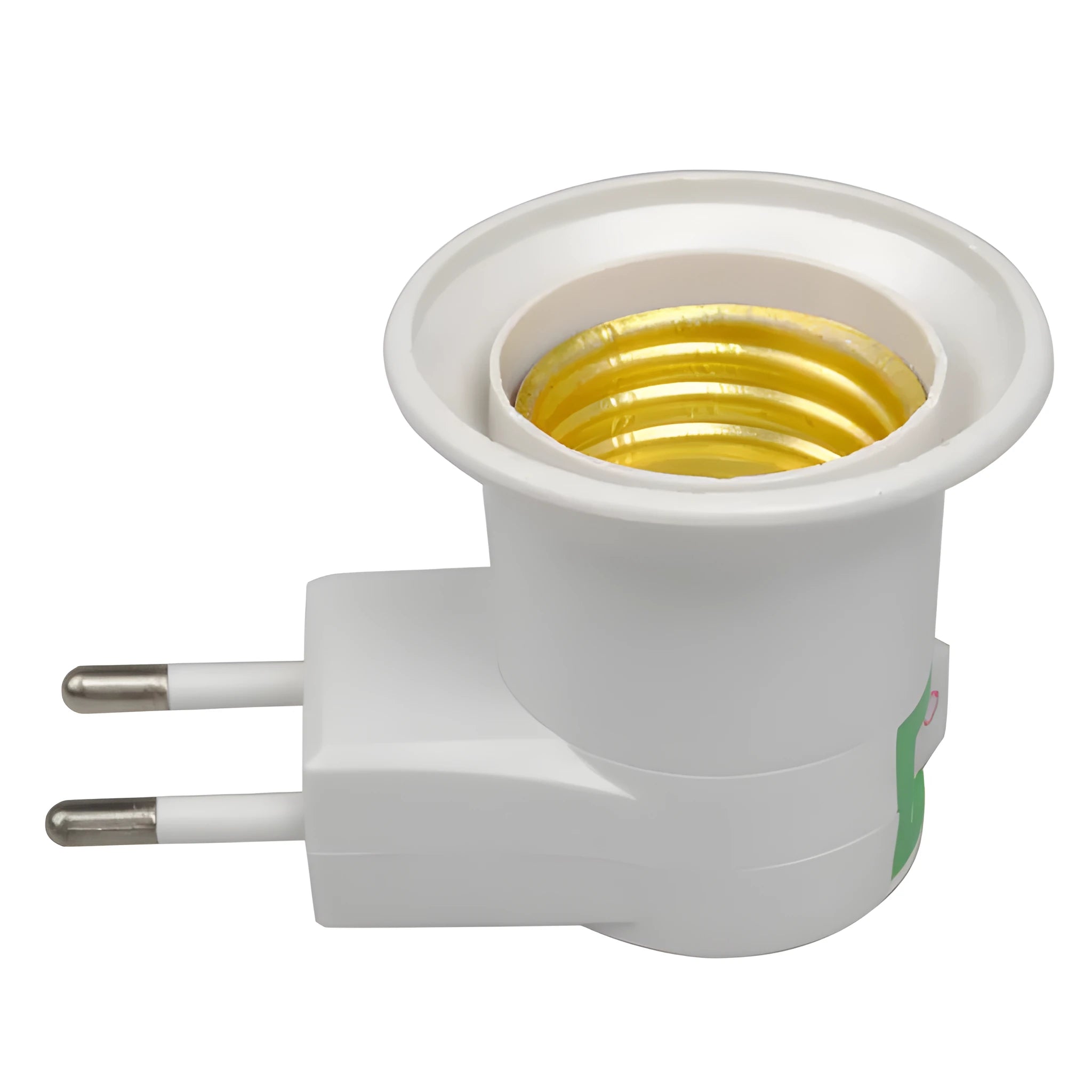 White bakelite E27 wall plug lamp holder adapter with a toggle switch.