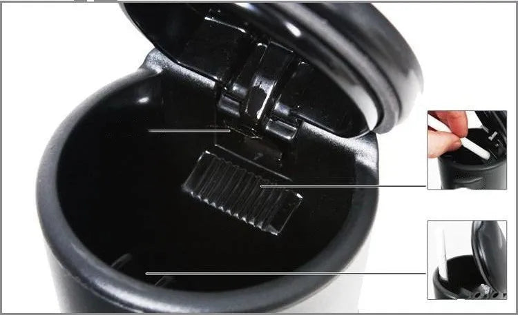 Black covered car ashtray with built-in light made from high temperature resistant PBT material