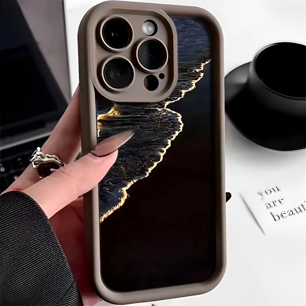 Silicone phone case for Apple iPhone with shockproof air bag design, ladder pattern, in antique white colour