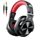 OneOdio black and red over-ear studio monitoring headphones with 40mm speaker drivers