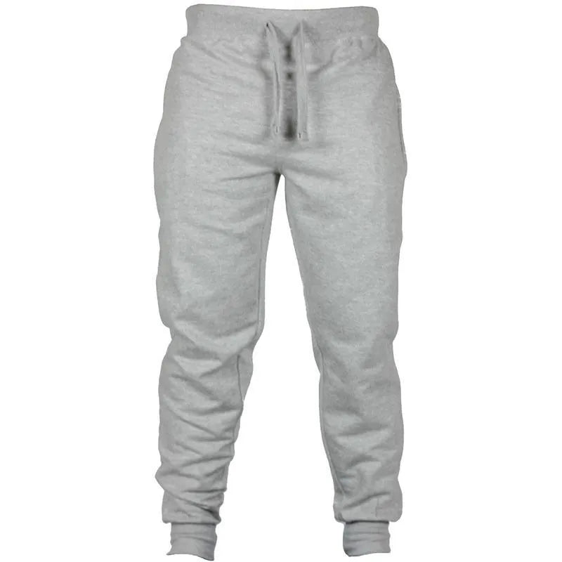 Men's solid colour drawstring waist fleece casual pants in loose fit pencil style
