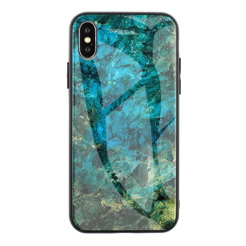 Marbled glass shell protective case for Huawei P30 Pro in blue with TPU bumper