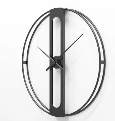 50cm round metal wall clock in black or gold colour with battery-powered movement