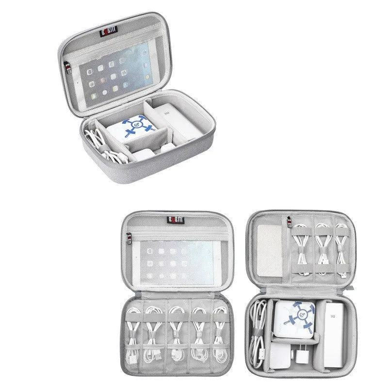 Black EVA digital storage bag for headphones and tech accessories organisation