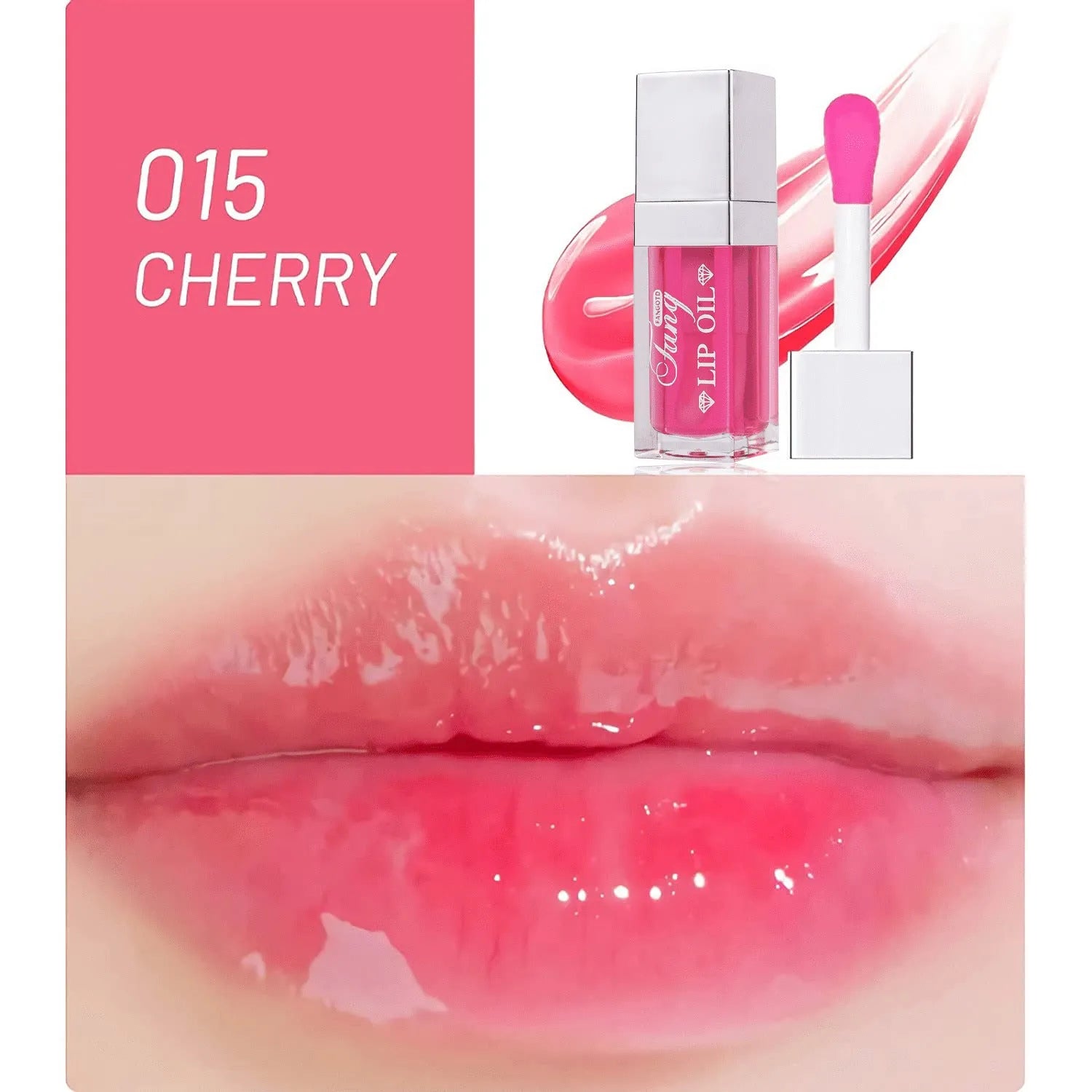Set of five bright mint lip gloss tubes and one lip essence oil bottle for moisturising and repair.