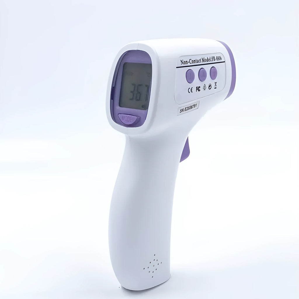 White digital thermometer with non-contact temperature measurement capability for general use
