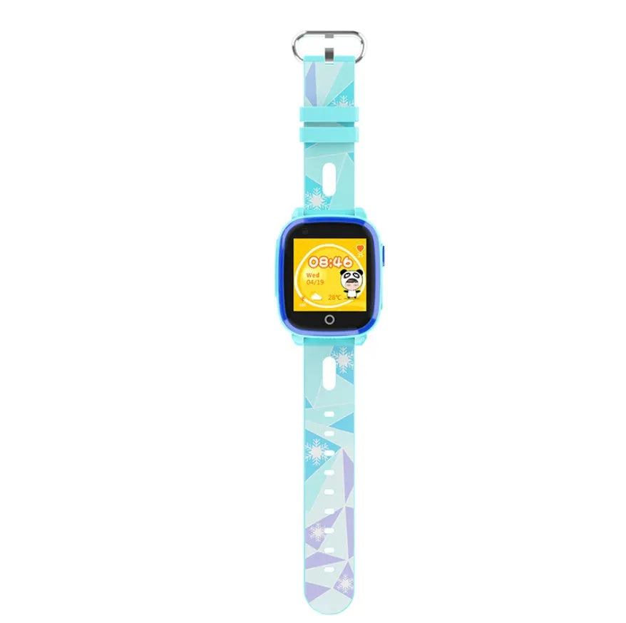 Kids GPS Smart Watch DF33Z in blue with 1.4 inch OLED screen, silicone strap, and IP67 waterproof rating